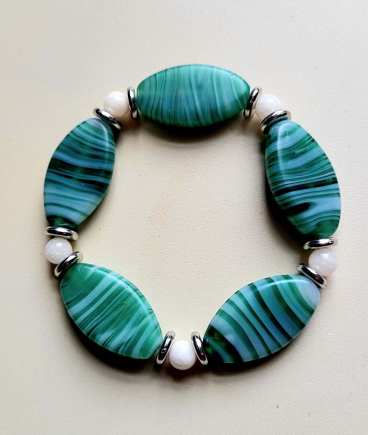 Green Striped Stretch Bracelet