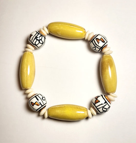 Yellow Ceramic Stretch Bracelet