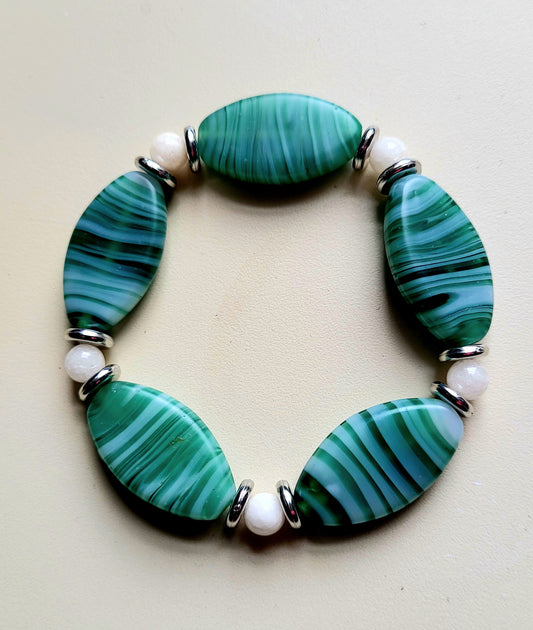 Green Striped Stretch Bracelet